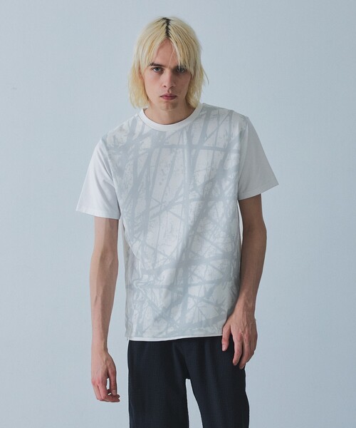 5351 POUR LES HOMMES(ゴーサンゴーイチプールオム)の「メッシュレイヤー 半袖Tシャツ(Tシャツ/カットソー・メンズ・ホワイト/ブラック・44/46/48/50)」の1枚目の写真