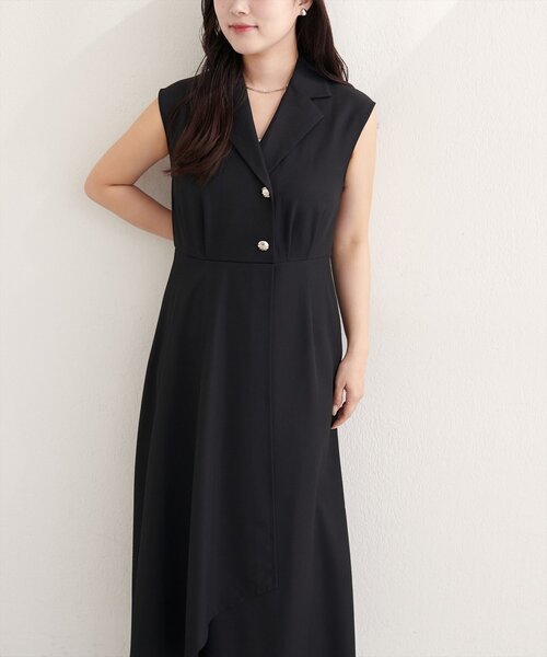 natural couture(ナチュラルクチュール)の「ゆったり金釦テーラーワンピース(ワンピース・レディース・ネイビー/ミント/ブラック/アイボリー・X-LARGE)」の2枚目の写真