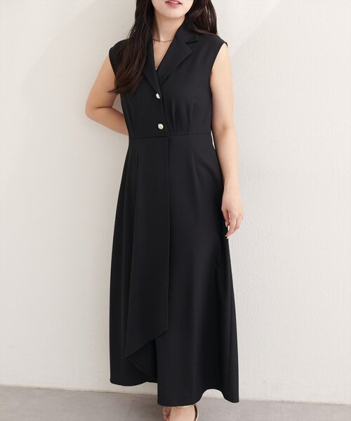 natural couture(ナチュラルクチュール)の「ゆったり金釦テーラーワンピース(ワンピース・レディース・ネイビー/ミント/ブラック/アイボリー・X-LARGE)」の9枚目の写真