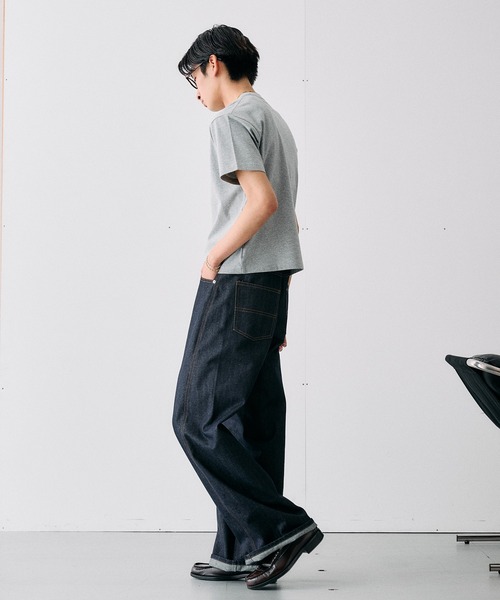 Adoon plain(アドーンプレーン)の「SLIM FIT CURVED RIGIT DENIM / スリムフィットカーブデザインリジットデニム(デニムパンツ・メンズ・インディゴブルー/ブラック・LARGE/MEDIUM/SMALL)」の11枚目の写真