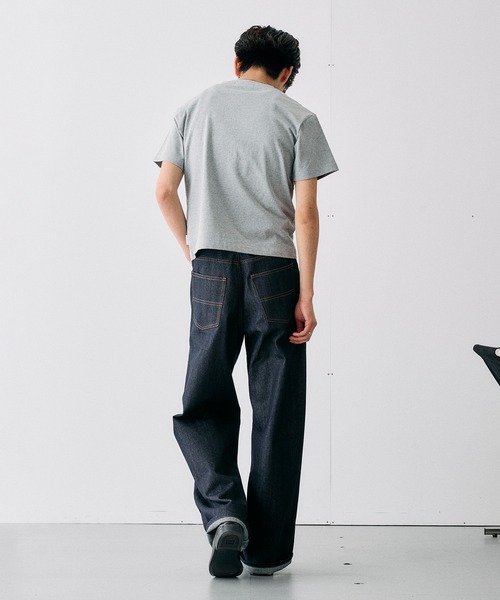 Adoon plain(アドーンプレーン)の「SLIM FIT CURVED RIGIT DENIM / スリムフィットカーブデザインリジットデニム(デニムパンツ・メンズ・インディゴブルー/ブラック・LARGE/MEDIUM/SMALL)」の3枚目の写真