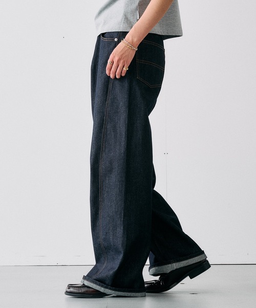 Adoon plain(アドーンプレーン)の「SLIM FIT CURVED RIGIT DENIM / スリムフィットカーブデザインリジットデニム(デニムパンツ・メンズ・インディゴブルー/ブラック・LARGE/MEDIUM/SMALL)」の20枚目の写真