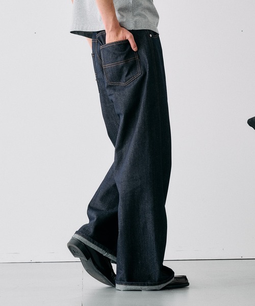 Adoon plain(アドーンプレーン)の「SLIM FIT CURVED RIGIT DENIM / スリムフィットカーブデザインリジットデニム(デニムパンツ・メンズ・インディゴブルー/ブラック・LARGE/MEDIUM/SMALL)」の21枚目の写真
