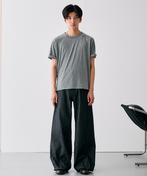 Adoon plain(アドーンプレーン)の「SLIM FIT CURVED RIGIT DENIM / スリムフィットカーブデザインリジットデニム(デニムパンツ・メンズ・インディゴブルー/ブラック・LARGE/MEDIUM/SMALL)」の15枚目の写真