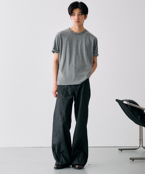 Adoon plain(アドーンプレーン)の「SLIM FIT CURVED RIGIT DENIM / スリムフィットカーブデザインリジットデニム(デニムパンツ・メンズ・インディゴブルー/ブラック・LARGE/MEDIUM/SMALL)」の16枚目の写真