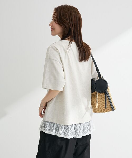Green Parks(グリーンパークス)の「さがら刺繍Tシャツ(Tシャツ/カットソー・レディース・チャコールグレー/ホワイト/ホワイト系その他・FREE)」の10枚目の写真