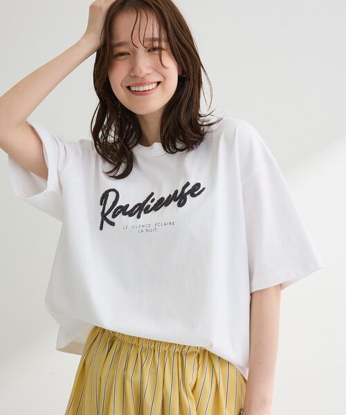 Green Parks(グリーンパークス)の「さがら刺繍Tシャツ(Tシャツ/カットソー・レディース・チャコールグレー/ホワイト/ホワイト系その他・FREE)」の16枚目の写真
