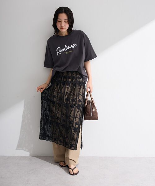 Green Parks(グリーンパークス)の「さがら刺繍Tシャツ(Tシャツ/カットソー・レディース・チャコールグレー/ホワイト/ホワイト系その他・FREE)」の17枚目の写真