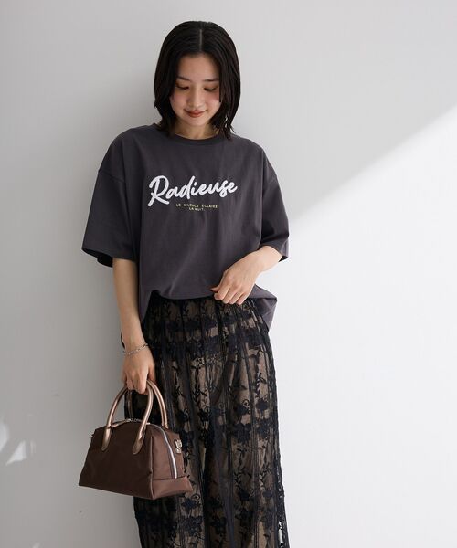 Green Parks(グリーンパークス)の「さがら刺繍Tシャツ(Tシャツ/カットソー・レディース・チャコールグレー/ホワイト/ホワイト系その他・FREE)」の20枚目の写真