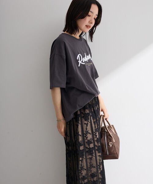 Green Parks(グリーンパークス)の「さがら刺繍Tシャツ(Tシャツ/カットソー・レディース・チャコールグレー/ホワイト/ホワイト系その他・FREE)」の21枚目の写真
