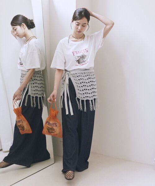 earth music&ecology(アースミュージックアンドエコロジー)の「イージータックワイドデニム(デニムパンツ・レディース・インディゴブルー/ライトインディゴブルー/ピンク・FREE)」の9枚目の写真