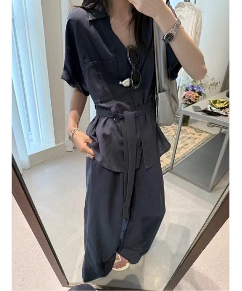 FAVORITO(ファヴォリート)の「シャツワイドパンツセットアップ(セットアップ・レディース・ブラック/ベージュ・F)」の3枚目の写真