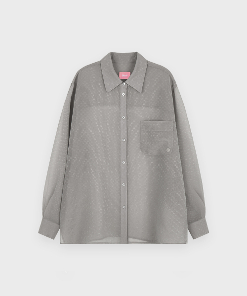 SINOON（シヌーン）の「Sheer Glow Shirt (Grey)（シャツ/ブラウス・レディース・チャコールグレー・FREE）」の4枚目の写真