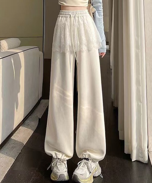 boemy(ボエミー)の「ウエストレース スウェットパンツ ワイド(スウェットパンツ・レディース・クリーム/ブラック/グレー・FREE)」の3枚目の写真