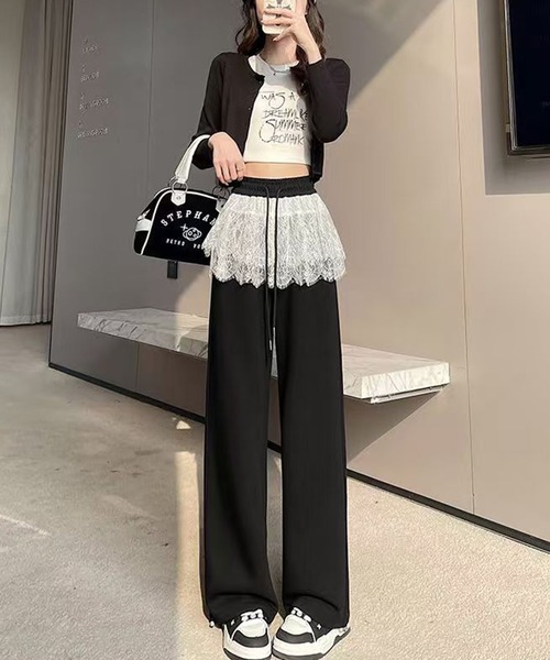 boemy(ボエミー)の「ウエストレース スウェットパンツ ワイド(スウェットパンツ・レディース・クリーム/ブラック/グレー・FREE)」の16枚目の写真