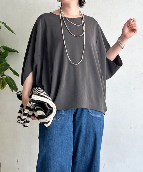 un dix cors(アンディコール)の「ワッシャーストレッチプルオーバー(シャツ/ブラウス・レディース・ブラック/モカ/チャコールグレー・FREE)」の10枚目の写真