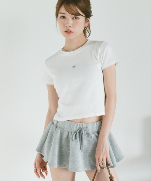VANNIE U(ヴァニーユー)の「ハートストーンコンパクトTシャツ(Tシャツ/カットソー・レディース・ブラック/ホワイト/グレー・FREE)」の10枚目の写真
