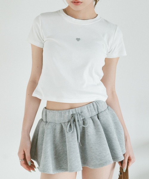 VANNIE U(ヴァニーユー)の「ハートストーンコンパクトTシャツ(Tシャツ/カットソー・レディース・ブラック/ホワイト/グレー・FREE)」の8枚目の写真
