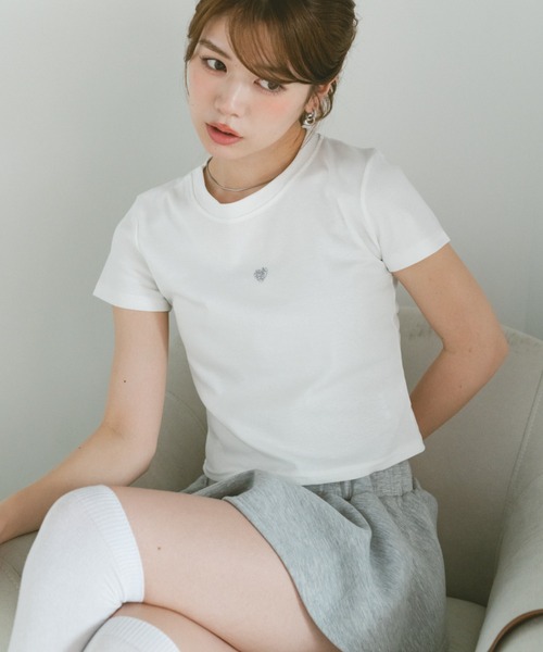 VANNIE U(ヴァニーユー)の「ハートストーンコンパクトTシャツ(Tシャツ/カットソー・レディース・ブラック/ホワイト/グレー・FREE)」の17枚目の写真