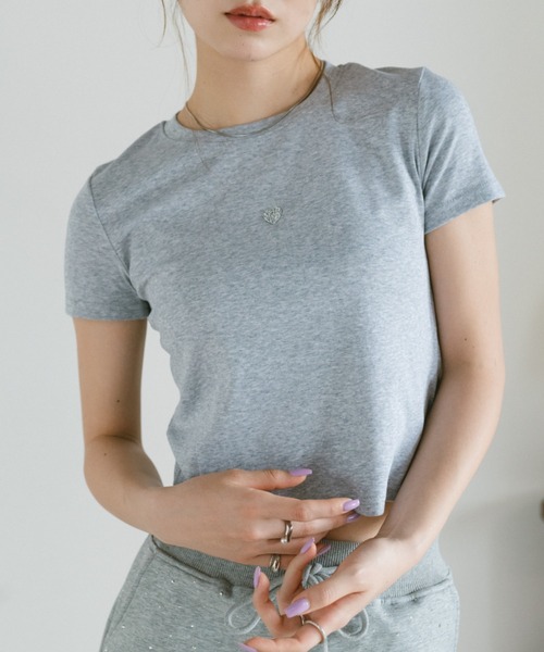 VANNIE U(ヴァニーユー)の「ハートストーンコンパクトTシャツ(Tシャツ/カットソー・レディース・ブラック/ホワイト/グレー・FREE)」の22枚目の写真