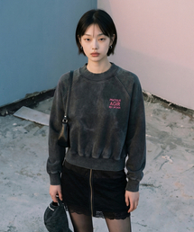 AGIR Salt-Washed Raglan Crop Sweatshirt (Black)