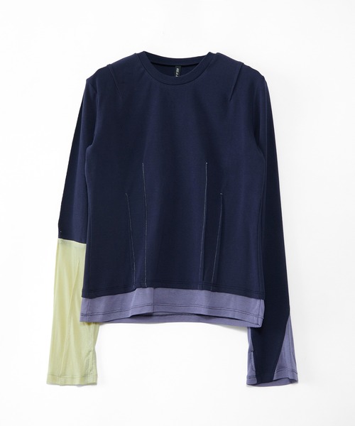 AULA AILA(アウラアイラ)の「カラーブロックインナー(Tシャツ/カットソー・レディース・ネイビー/グレー/イエロー×グリーン/ブラック・0)」の16枚目の写真