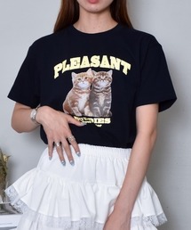 DOUBLE STEAL（ダブルスティール）の「アニマルプリントTシャツ  CATプリント（Tシャツ/カットソー）」