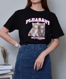 DOUBLE STEAL（ダブルスティール）の「アニマルプリントTシャツ  CATプリント（Tシャツ/カットソー）」
