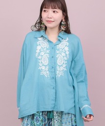 Rico ペイスリーフロル刺繍フレアシャツ