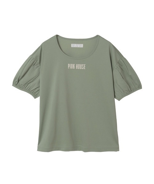 PINK HOUSE(ピンクハウス)の「ロゴプリントパフスリーブカットソー(Tシャツ/カットソー・レディース・ホワイト/トップグレー/ピンク/カーキ/ブラック・フリー)」の4枚目の写真