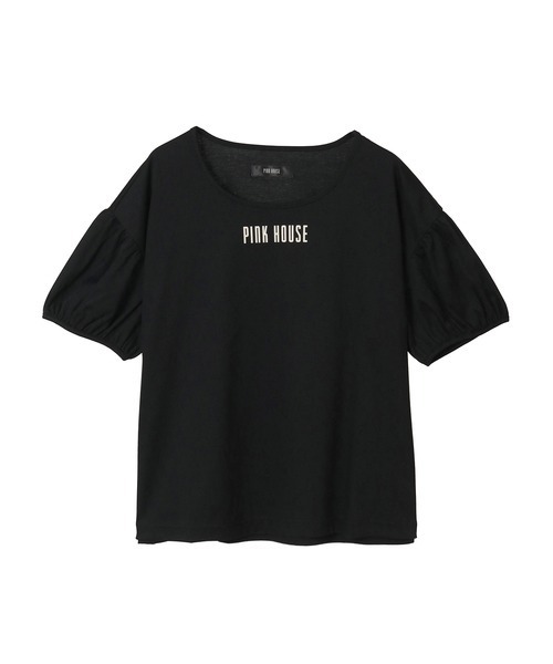 PINK HOUSE(ピンクハウス)の「ロゴプリントパフスリーブカットソー(Tシャツ/カットソー・レディース・ホワイト/トップグレー/ピンク/カーキ/ブラック・フリー)」の2枚目の写真