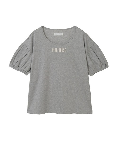 PINK HOUSE(ピンクハウス)の「ロゴプリントパフスリーブカットソー(Tシャツ/カットソー・レディース・ホワイト/トップグレー/ピンク/カーキ/ブラック・フリー)」の3枚目の写真