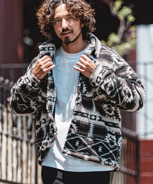 felkod（フィルコッド）の「mj11649- Ortega Pattern Fleece CPO Jacket フリースCPOジャケット(F26A180)（その他アウター・メンズ・ネイビー/ブラック・S/M/L）」の2枚目の写真