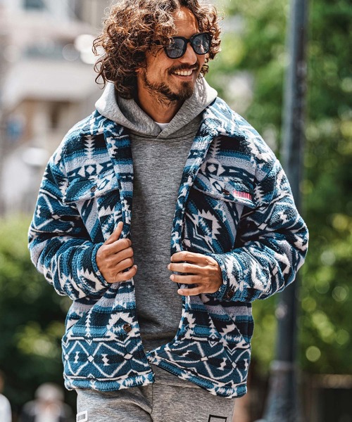 felkod（フィルコッド）の「mj11649- Ortega Pattern Fleece CPO Jacket フリースCPOジャケット(F26A180)（その他アウター・メンズ・ネイビー/ブラック・S/M/L）」の4枚目の写真