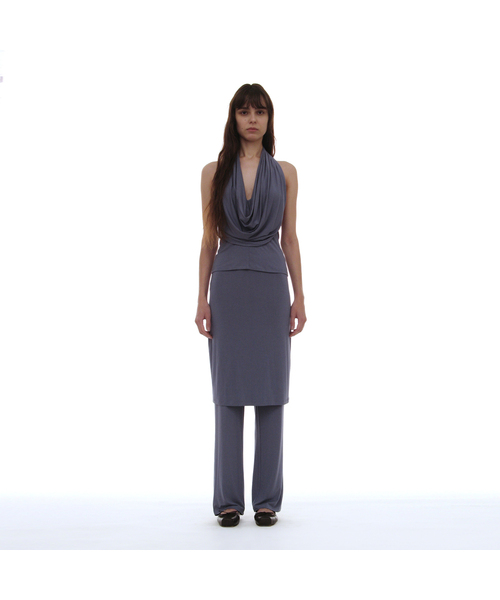 PARTIMENTO WOMEN（パルティメントウィメン）の「PWCジャージオールインワンミディトラウザー_9カラー（その他パンツ・レディース・ミックスグレー/ライトブルー/ブラウン/スカイブルー/チャコール/ブラック/パープル/ストライプ/ブラック系その他・SMALL/MEDIUM/LARGE）」の6枚目の写真