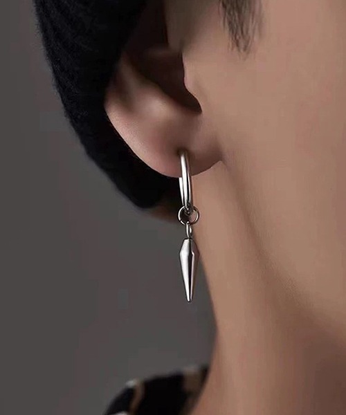 EK606/シルバーリングドロップピアス/両耳用/メンズ(NEZ)（ピアス（両