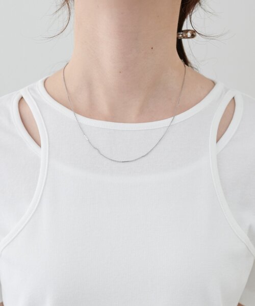 DISCOAT(ディスコート)の「【WEB限定】カットアウトレイヤードTシャツ(Tシャツ/カットソー・レディース・イエロー/ブラウン/オフホワイト・MEDIUM)」の18枚目の写真