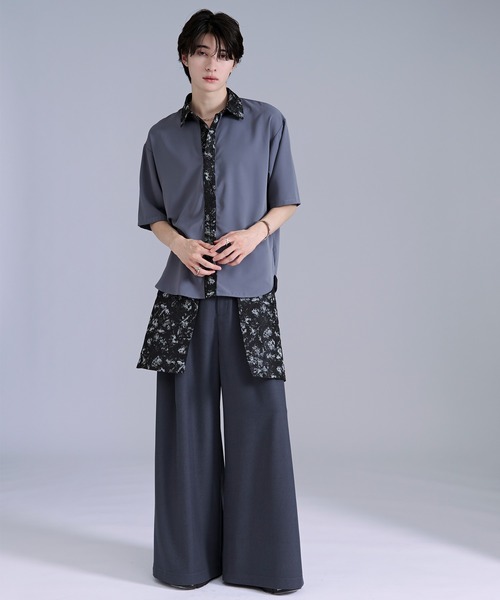 Ellno Loset(エルノロゼット)の「2Pジャガードコルセット付きワイドパンツ/SETUP対応(スラックス・メンズ・ブルーグレー/ブラック・X-SMALL/SMALL/MEDIUM/LARGE)」の22枚目の写真