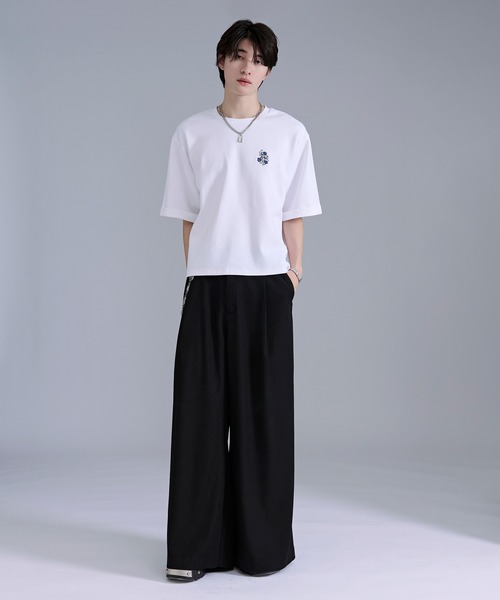 Ellno Loset(エルノロゼット)の「2Pジャガードコルセット付きワイドパンツ/SETUP対応(スラックス・メンズ・ブルーグレー/ブラック・X-SMALL/SMALL/MEDIUM/LARGE)」の15枚目の写真