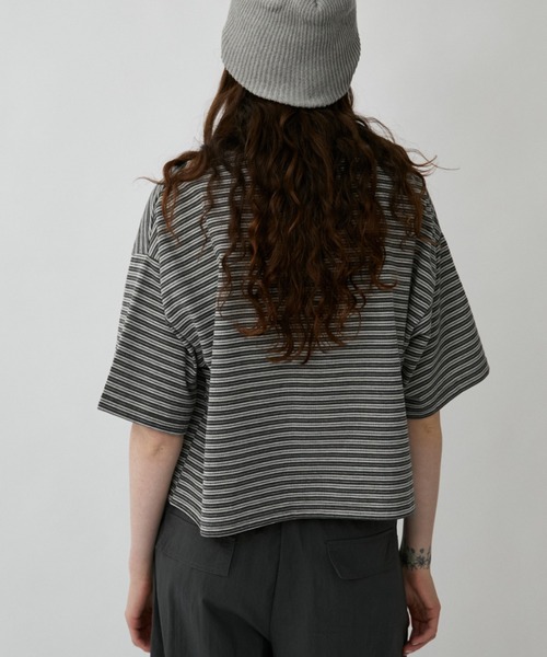 Auntie Rosa Holiday(アンティローザホリデー)の「マルチボーダークロップドT(Tシャツ/カットソー・レディース・グレー/ブラック・FREE)」の22枚目の写真