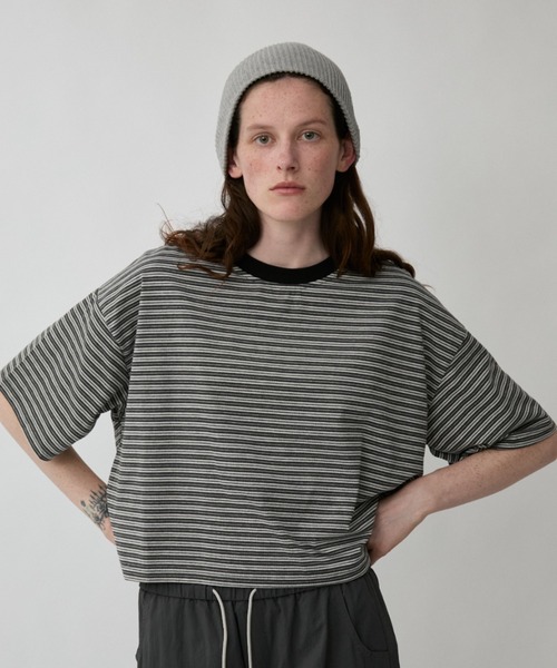 Auntie Rosa Holiday(アンティローザホリデー)の「マルチボーダークロップドT(Tシャツ/カットソー・レディース・グレー/ブラック・FREE)」の18枚目の写真