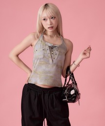 mindseeker（マインドシーカー）の「Star Studded Zebra Halter Neck Tank / スタースタッズホルターネックゼブラタンク（タンクトップ）」