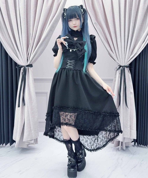 MA*RS(アメーバーマーズ)の「ビッグりぼんハイロースカートキャミワンピース(ワンピース・レディース・ブラック/ホワイト・FREE)」の5枚目の写真