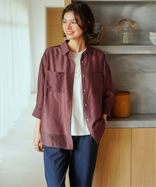 ikka（イッカ）の「【お得だ値】シアーシャツアンサンブル【2点セット】（シャツ/ブラウス・レディース・チャコール/ブルー/ブラウン/ベージュ・M/L/S）」の7枚目の写真