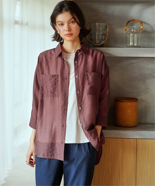 ikka（イッカ）の「【お得だ値】シアーシャツアンサンブル【2点セット】（シャツ/ブラウス・レディース・チャコール/ブルー/ブラウン/ベージュ・M/L/S）」の8枚目の写真