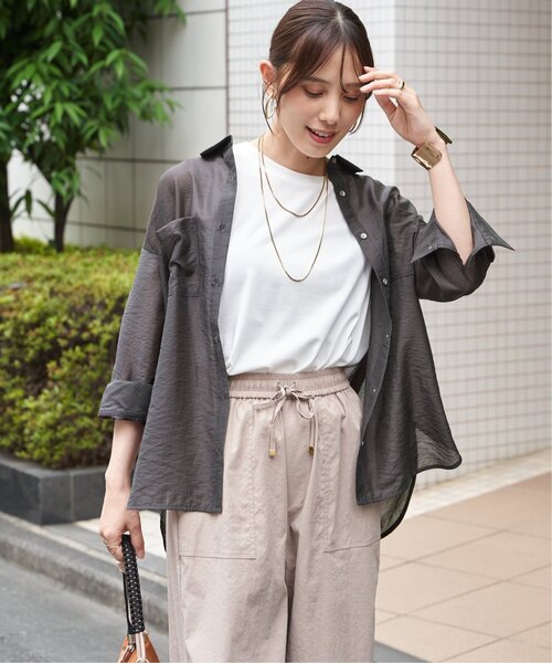 ikka（イッカ）の「【お得だ値】シアーシャツアンサンブル【2点セット】（シャツ/ブラウス・レディース・チャコール/ブルー/ブラウン/ベージュ・M/L/S）」の13枚目の写真