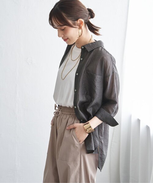 ikka（イッカ）の「【お得だ値】シアーシャツアンサンブル【2点セット】（シャツ/ブラウス・レディース・チャコール/ブルー/ブラウン/ベージュ・M/L/S）」の16枚目の写真