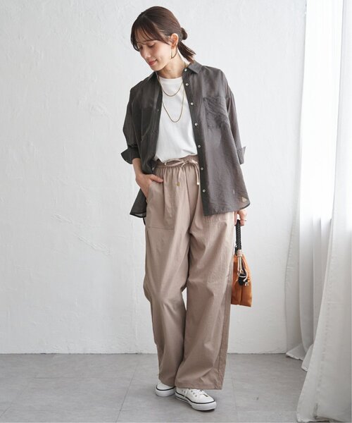 ikka（イッカ）の「【お得だ値】シアーシャツアンサンブル【2点セット】（シャツ/ブラウス・レディース・チャコール/ブルー/ブラウン/ベージュ・M/L/S）」の18枚目の写真