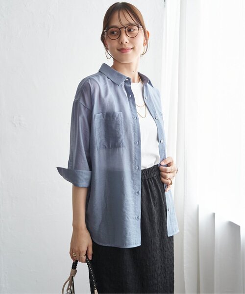 ikka（イッカ）の「【お得だ値】シアーシャツアンサンブル【2点セット】（シャツ/ブラウス・レディース・チャコール/ブルー/ブラウン/ベージュ・M/L/S）」の20枚目の写真