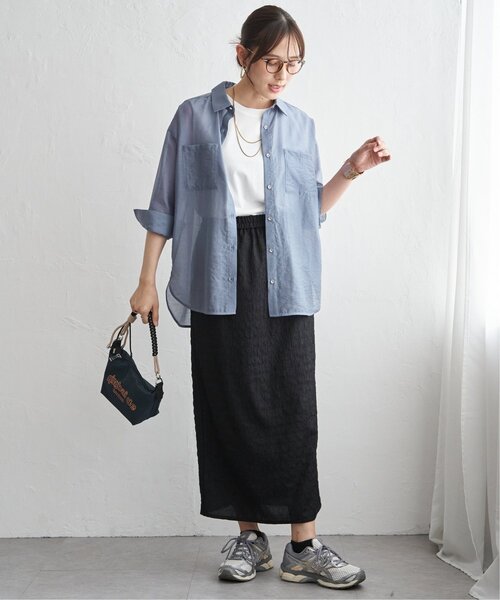 ikka（イッカ）の「【お得だ値】シアーシャツアンサンブル【2点セット】（シャツ/ブラウス・レディース・チャコール/ブルー/ブラウン/ベージュ・M/L/S）」の21枚目の写真